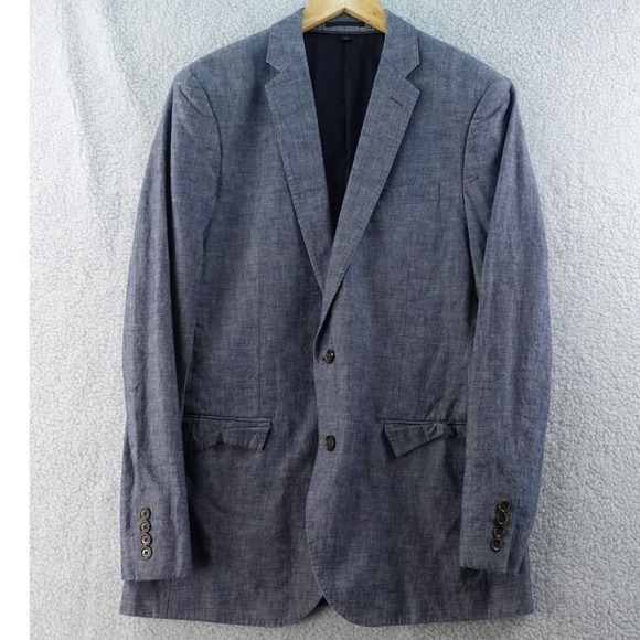 J. Crew Ludlow Mens‎ Blazer Blue Jacket 40L Long Two Button Sport Coat Business